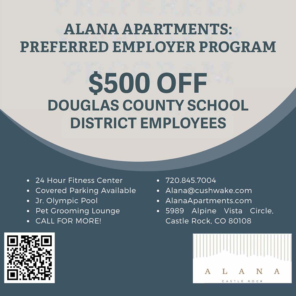 Alana Castle Rock - WAIVED<br>Admin Fee<br>($250 Value)<br>720-845-7004<br>5989 Alpine Vista Drive<br>Castle Rock, CO<br>Alana@Cushwake.com<br> 24 Hour Fitness center<br> Covered Parking Available<br> Jr. Olympic Pool<br> Pet Grooming Lounge<br> CALL FOR MORE!